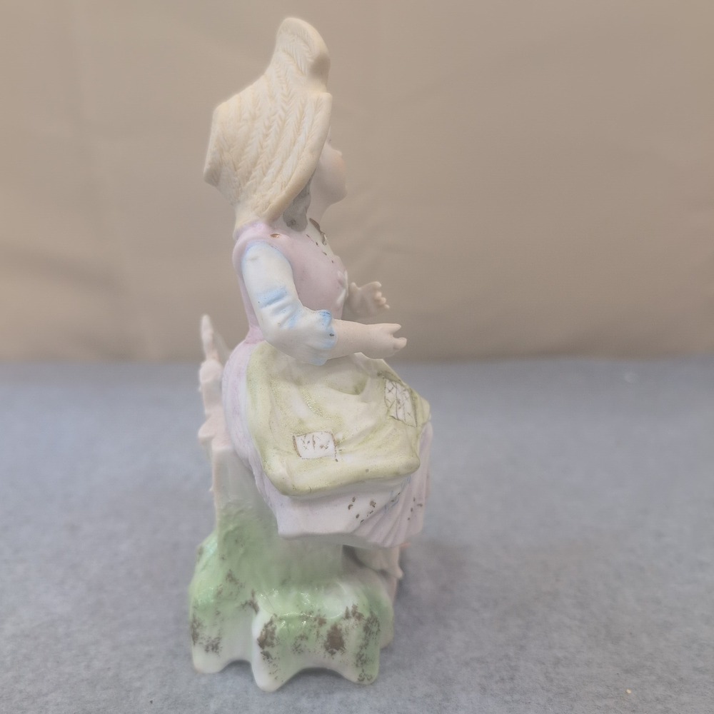 Vintage‎ Porcelain Figurine Girl with Straw Hat Planter Flower Pot Holder 1194 - Picture 5 of 6